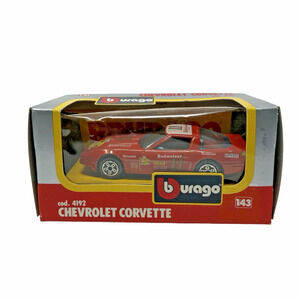 Vtg Bburago Budweiser Red Chevrolet Corvette 1/43 Scale Made in Italy New in Box